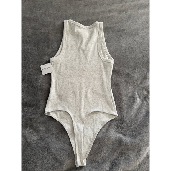 American Eagle Ribbed Racerback Tank Bodysuit Light Gray M New With Tags - Picture 5 of 5